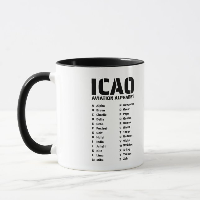 Mug Pilote alphabétique de l'aviation de l'OACI (Gauche)