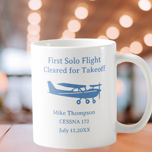 Mug Pilote Étudiant Premier Solo Aviation Bleu Personn