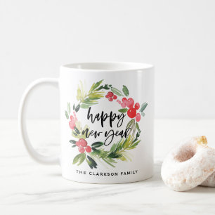 Mug Pin aquarelle et couronne blanche Nouvel an person