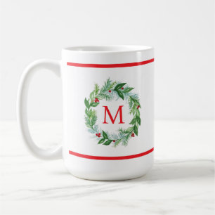Mug Pine Berries Aquarelle Wire Monogramme Noël