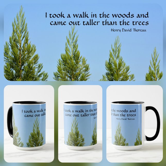 Mug Pine Trees et Sky Thoreau Citation Marche à Woods  (Créateur téléchargé)