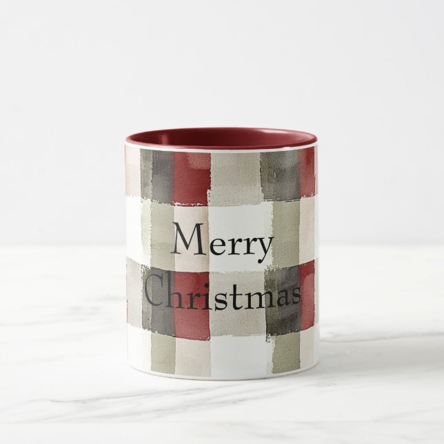 Mug Pine Vert ivoire Rouge rayures (Centre)