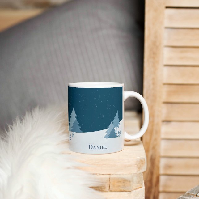 Mug Pine Woods | Hiver | Nom personnalisé (Créateur téléchargé)