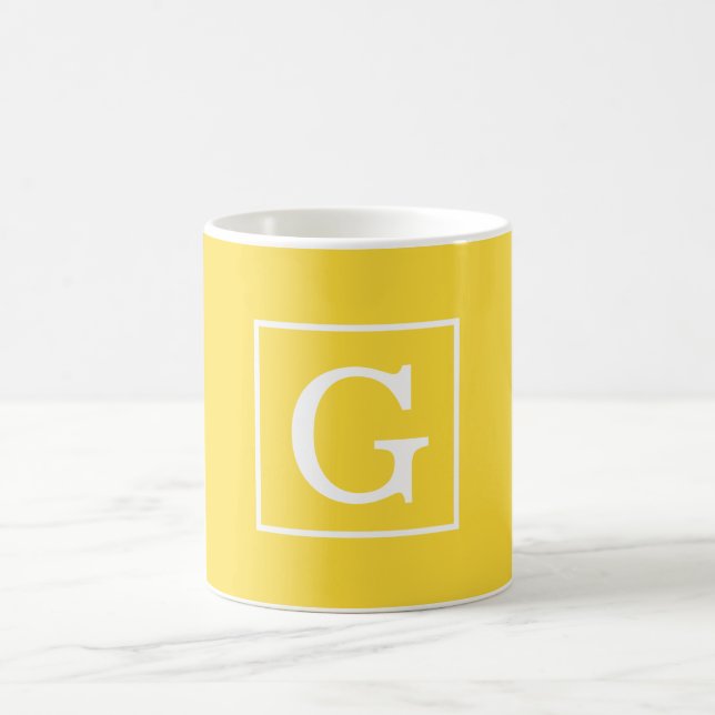 Mug Pineapple Yellow White Framed Monogram initial (Centre)