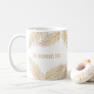 Mug Pinecones d'or et aiguilles de pin Noël