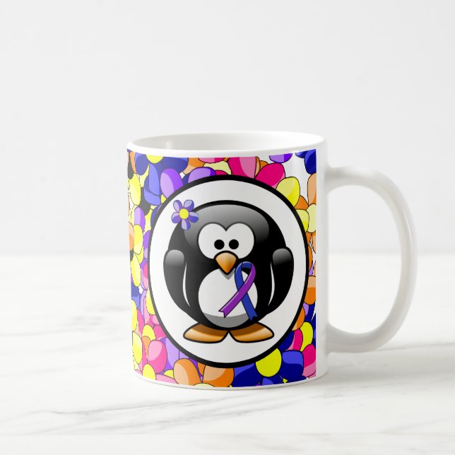 Mug Pingouin à ruban bleu et violet (Droite)