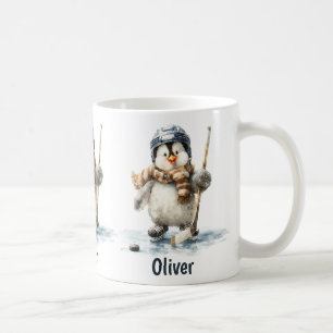 Mug Pingouin de hockey d'hiver personnalisé pour enfan