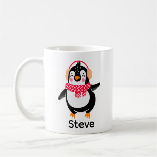 Mug Pingouin de Noël Jolly en écharpe avec des bouffée