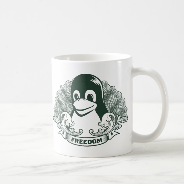 Mug Pingouin de Tux - (Linux, Open Source, Copyleft, (Droite)
