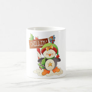Mug Pingouin d'hiver et oiseau Chillin Noël