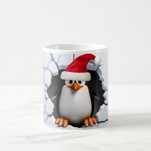 Mug Pingouin mignon 3D avec Santa Hat