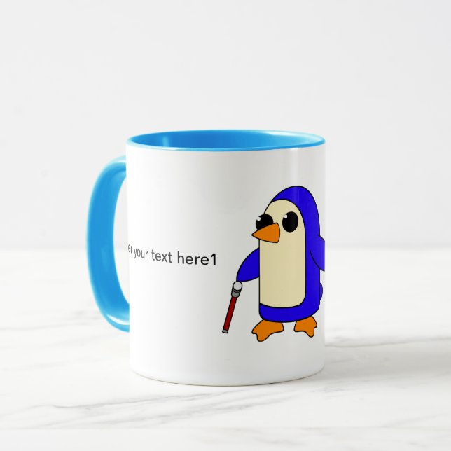 Mug Pingouin mignon bébé avec personnalisation Canne (Devant gauche)