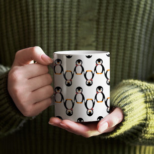 Mug Pingouin souriant mignon avec écusson