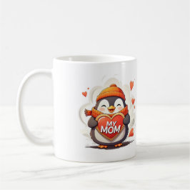 Mug Pingouin souriant portant le signe cardiaque "MA M