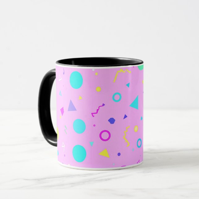 Mug Pink 80s Memphis Geometric Pattern (Devant gauche)
