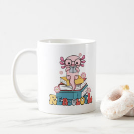 Mug Pink Axolotl Bookworts Book Reading Lovers Pun
