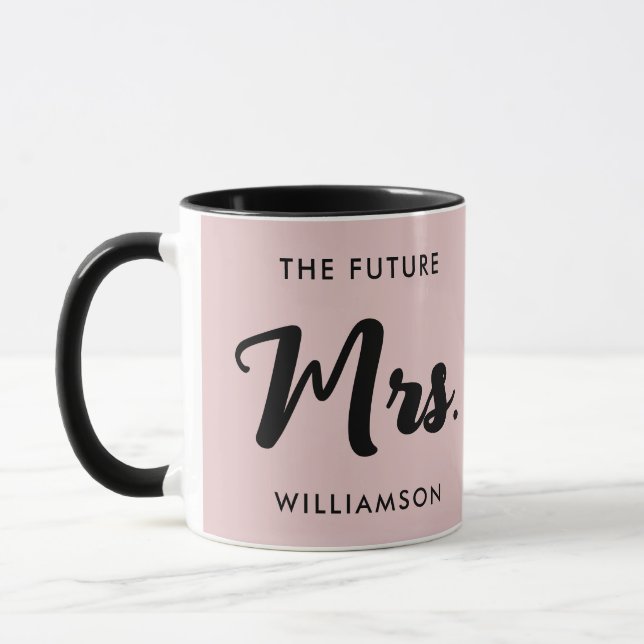 Mug Pink Black Future Mme Nom Se Marier (Gauche)