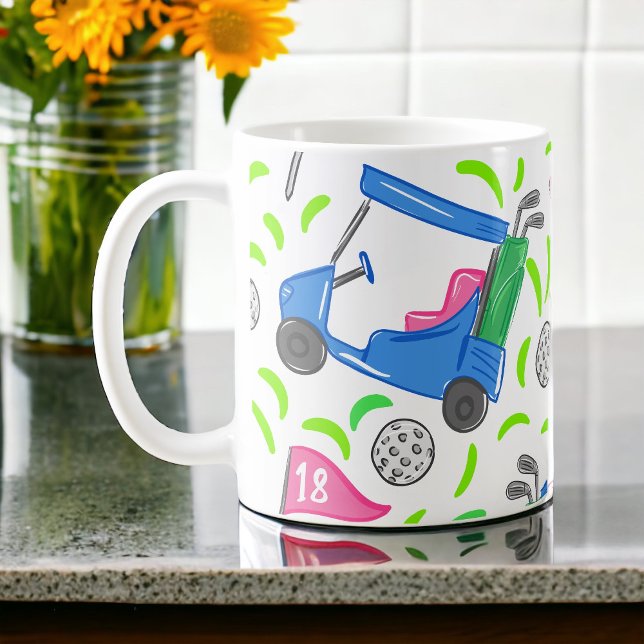 Mug Pink Blue Green Golf Preppy (Créateur téléchargé)