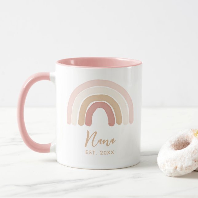 Mug Pink Boho Rainbow Nana a établi la fête des mères (Avec donut)