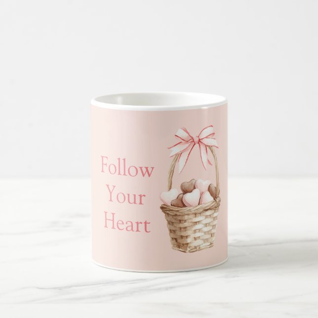 Mug Pink Bow Strawberry Chocolate Hearts Basket (Centre)