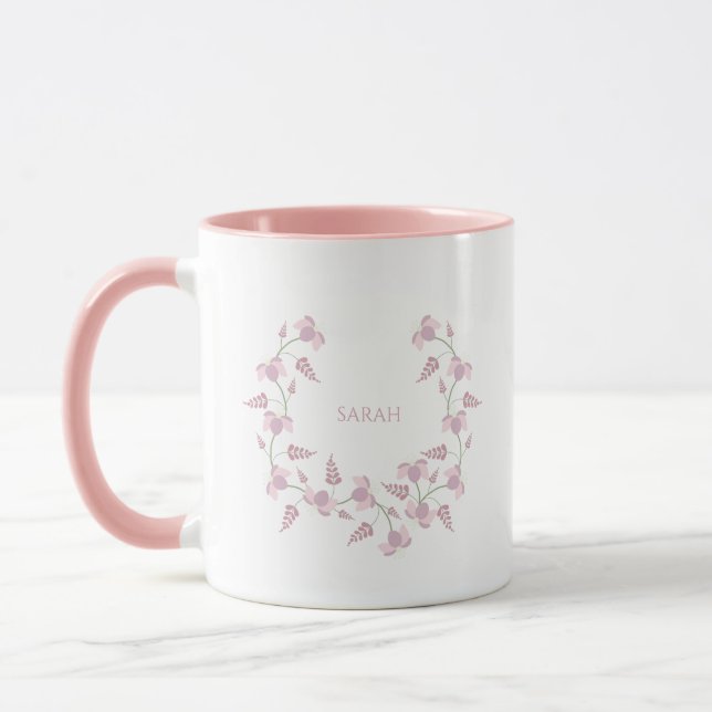 Mug Pink et Lillac Floral Wreath with Igname (Gauche)