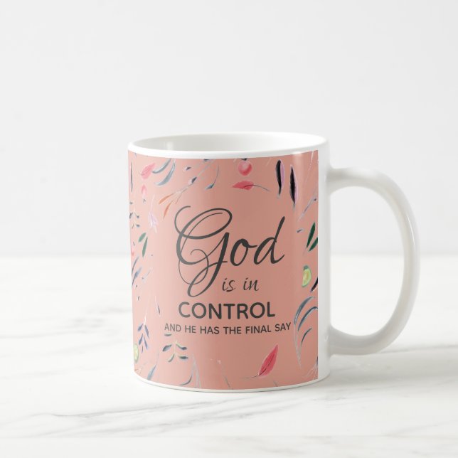 Mug Pink Floral DIEU EST EN CONTRÔLE Christian Custom (Droite)