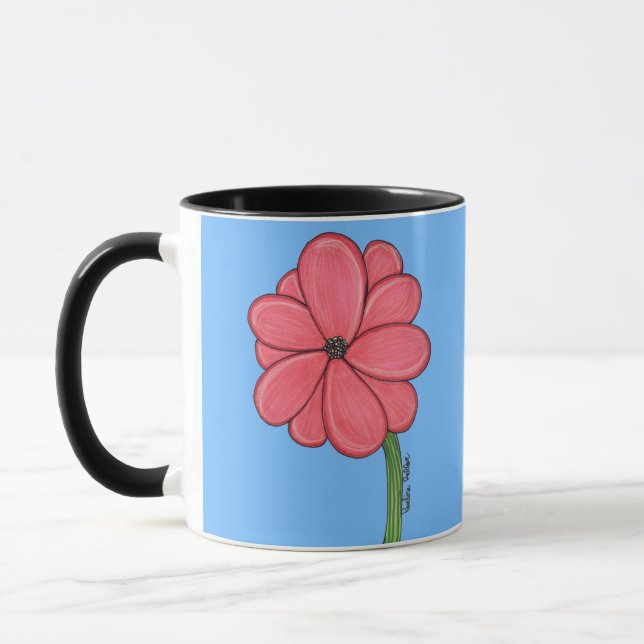 Mug Pink Flower Full with Blue background (Gauche)