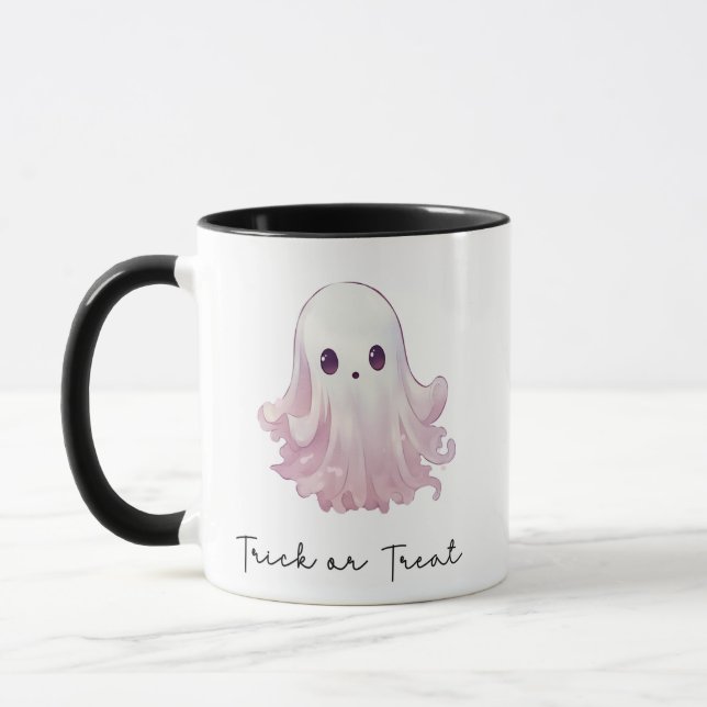 Mug Pink Ghost Trick ou traiter Halloween (Gauche)