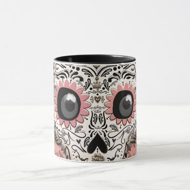 Mug Pink & Gold Sugar Crâne Whimsical Cute (Centre)