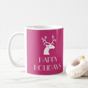 Mug Pink HAPPY VACANCES Noël Reindeer Nom