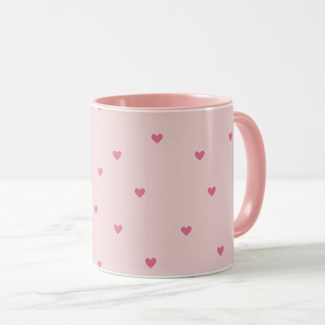 Mug Pink Hearts Seamless Pattern – Cute Valentine (Devant droit)