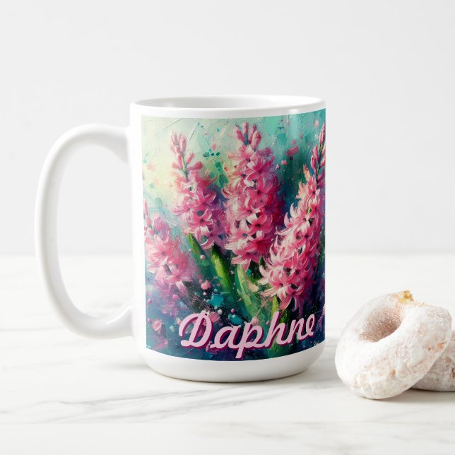 Mug Pink Hyacinths Hyacinth Floral Personalized (Avec donut)