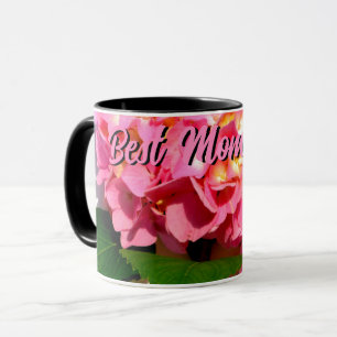 Mug Pink hydrangea rose floral meilleure maman jamais
