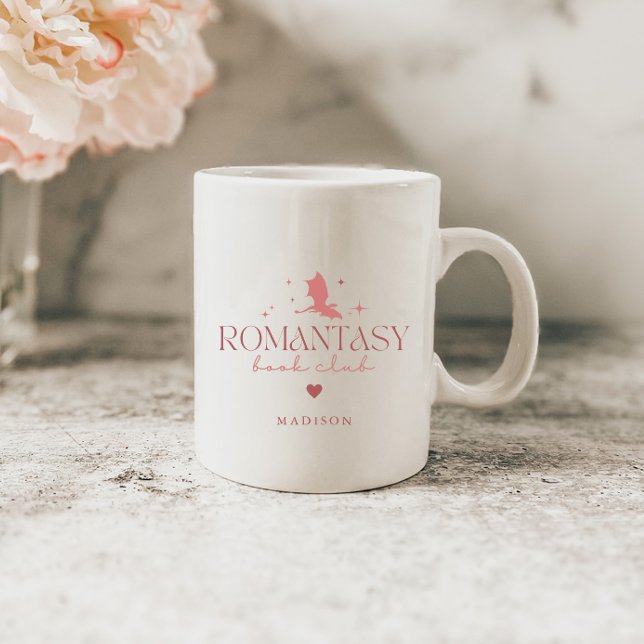 Mug Pink Minimal Personnalisé 'Romantasy' Amateurs de  (Créateur téléchargé)