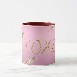 Mug Pink Ombre Gold Parties scintillant Heart XOXO