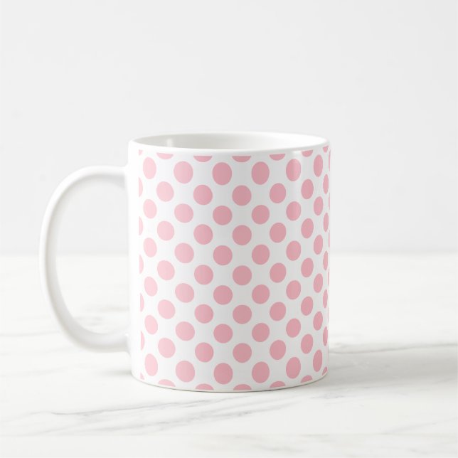 Mug Pink on White Medium Size Pois Motif (Gauche)