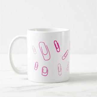 Mug pink paper clip retro design 