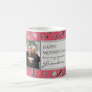Mug PINK PROFOND Floral personnalisé GRANDMA photo