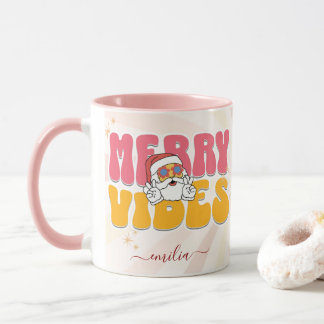 Mug Pink Retro les années 70 Thème Merveilleuse Vibes