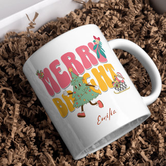 Mug Pink Retro Merveille Bright Nom personnalisé Arbre