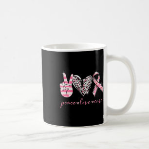 Mug Pink Ribbon Peace Love Cure Cancer du sein Lauréat