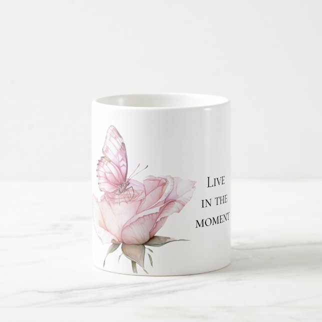 Mug Pink Rose Butterfly (Centre)