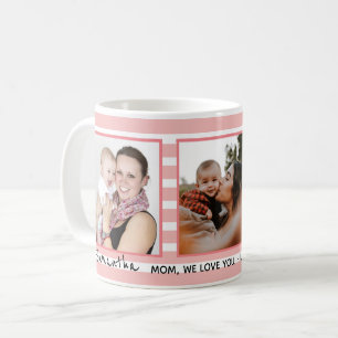 Mug Pink Stripes 3 Photo Collage Fête des Mères Don Co