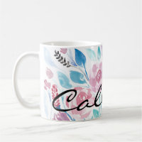 Pink Turquoise Bleu Ressort Aquarelle Fleurs Monog
