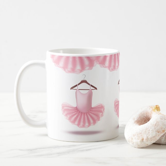 Mug Pink Tutu mignon Ballerina Nom de la fille (Avec donut)