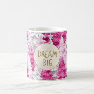 Mug Pink White Noël Arbres Parties scintillant d'or rê