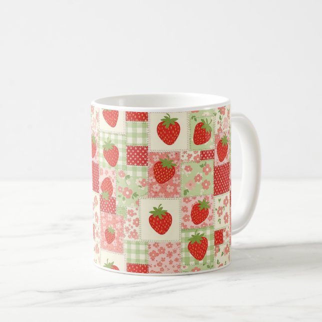 Mug Pique-nique Patchwork Fraise (4) (Devant droit)