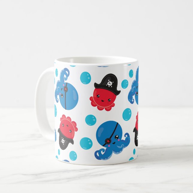 Mug Pirate Octopus, Motif de pieuvre, Animaux de mer (Devant gauche)