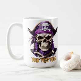 Mug Pirate pourpre effrayante crâne et os croisés