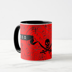 Mug PIRATES CARTES DE TRÉSORERIE, SKULL, ÉPRES Rouge N